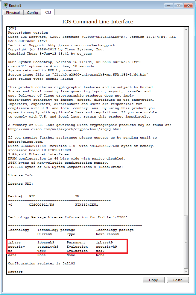 Packet Tracer 6.0 - IOS 15 with security and unified communications licences activated