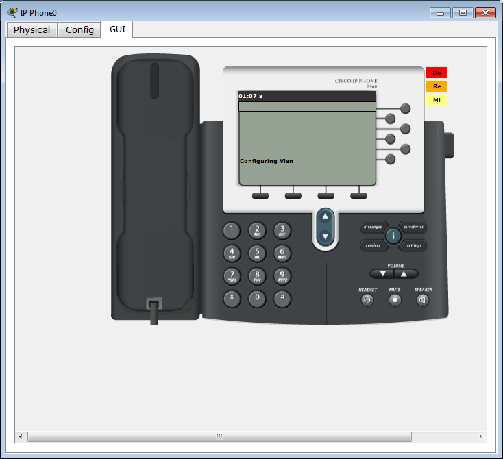 Cisco 7960 emulated IP phone in Packet Tracer - Front view